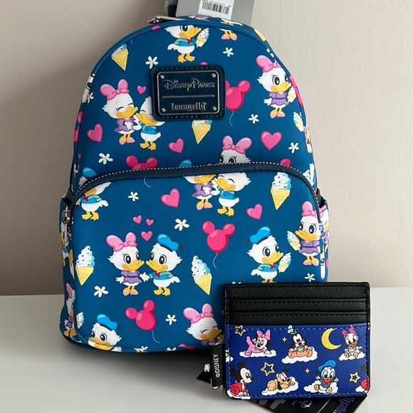 Donald & Daisy Duck Loungefly Mini Backpack & Mickey Baby cardholder bundle - Picture 3 of 11